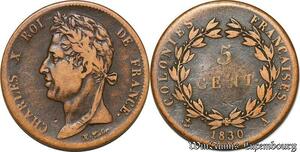 S7353 Colonies Guyana 5 Centimes Charles X  1830 A Paris ->Faire Offre