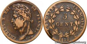 S7355 Colonies Guyana 5 Centimes Charles X 1830 A Paris ->Faire Offre