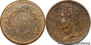 S7357 Rare Colonies Guyane et Sénégal 10 Centimes Charles X 1825 AU superbe