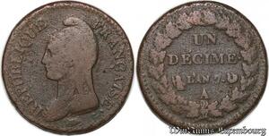 S7385 Un Décime Dupré an 7/5 A Coq / Corne D'abondance ->Faire Offre