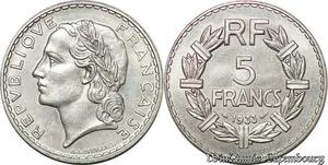 S7389 Rare ! 5 Francs LavrillI Nickel 1933 Splendide FDC ! ->Faire Offre