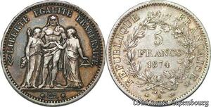 S7395 5 Francs Hercule 1874 A Paris Argent Silver ->Faire Offre