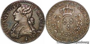 S7435 Rare ! Louis XVI 1/5 écu branches olivI 1786 A Paris Argent SUP