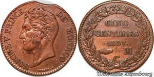 S7439 Monaco Principauté 5 Centimes Honoré V 1837 Défault Flan ->Faire Offre