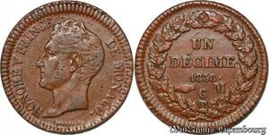 S7441 Monaco Principauté Décime Honoré V 1838 ->Faire Offre