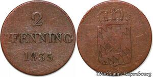 S7443 Germany Allemagne Bayern Herzogtum 2 Pfennige 1835 Kônigreich Ludwig I