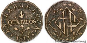 S7452 Spain Barcelona 4 Quartos 1813 XF ! Rare in this quality ->Make offer