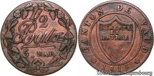 S7465 Swiss Schweiz Waadt Vaud 1/2 Batzen 1816 billon XF ->Make offer