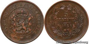 S7489 Luxembourg Willem III 1849-1890 5 Centimes 1855 A Paris AU