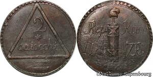 S7490 Very Rare ! Italy 2 Baiocchi IV Type Republica Romana 1799 XF AU