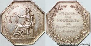 S7551 Jeton Octogonal Chambre Notaires Blois Loir Cher Justitiae Incoupta 1830s Silver