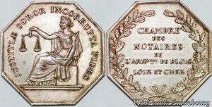 S7557 Jeton Octogonal Chambre Notaires Blois Loir CherJustitiae IncouptaArgent