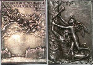 S7565 Plaque Exposition universelle internationale Paris 1900 SUP Silvered