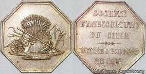 S7574 Jeton Octogonal Société D'Agriculture Cher Bourges 1818 Argent