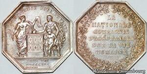 S7578 Jeton La Nationale Compagnie d'Assurance vie humaine 1830 Argent SUP