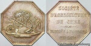 S7581 Jeton Octogonal Société D'Agriculture Cher Bourges 1818 Argent