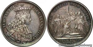 S7587 Rare ! Champagne Louis XV Jeton du sacre 25 octobre 1722 Argent superbe