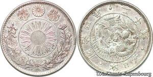 S7609 Rare Japon 20 Sen Meiji 1871 Silver AU - MS ! ->Make offer