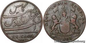 S7613 Inde Britannique British India 20 Cash 1803 East India Company