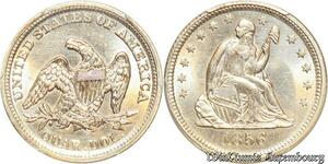 S7693 Rare USA 25 Cents Liberty Seated Quarter 1856 PCGS UNC ! Silver