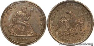 S7697 Rare USA 25 Cents Liberty Seated Quarter Dollars 1839 PCGS UNC