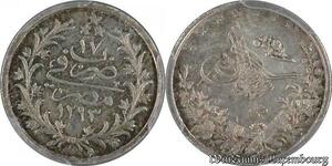 S7753 Rare Egypt 5 Qirsh Abdul Hamid II AH 1293 /17 1892 W Berlin Silver NGC MS61