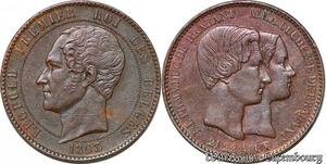 S7795 Belgium 10 Centimes Léopold I Maiage of the Duke of Brabant) 1853 AU