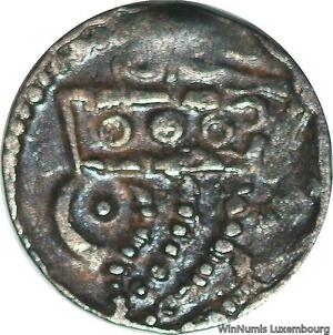 S7809 Rare Flandre Petit Denier Anonyme Gand Tête heaumée Argent 12th c. -&gt;Offre