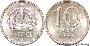 S7853 Suède Sweden 10 Öre Gustave V 1944 FDC Silver -> Make Offer