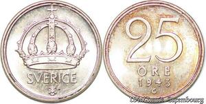 S7856 Suède Sweden 25 Öre Gustave V 1943 FDC Silver -> Make Offer