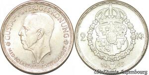 S7864 Suède Sweden 2 Kronor Gustave V 1943 AU Silver -> Make Offer