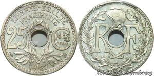 S7908 France 25 Centimes Lindauer Essai en Creux 1937 PCGS SP65 FDC