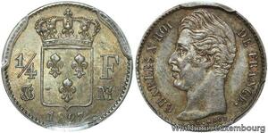 S7909 Rare 1/4 Franc Charles X 1827 M Toulouse Silver PCGS MS62 UNC