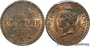 S7931 Rare 1 Centime 1849 A Paris PCGS MS63 RB Splendide -> Faire Offre