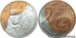 S7952 Very Rare ! Finest Centimes Euros France 2000 PCGS MS64 FDC
