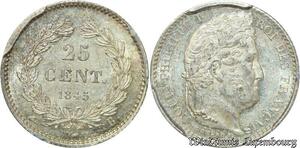 S7963 25 Centimes Louis-Philippe 1845 B Rouen PCGS MS62 ->Faire Offre