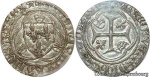 S7987 Rare ! Finest Louis XI 1461 - 1483 petit blanc à la couronne PCGS AU55