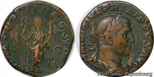 S4040 Rare Philippe 1er Sesterce 246 Rome La Félicité P M TR P III COS P P. SC