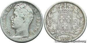 S2030 Rare France 1/2 Franc Charles X 1827 A Paris Argent Silver - Faire Offre
