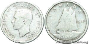 S2043 Canada 10 Cents Georgius VI 1940 Silver ->Faire Offre