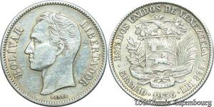 S2047 Venezuela 2 Bolivares Gram 10 Bolivar 1936 Silver ->Make offer