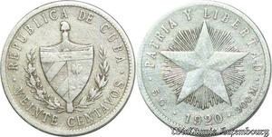 S2048 Cuba 20 Centavos 1920 Silver -> Make offer