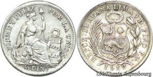 S2051 Peru 1/2 Dinero 1912 Silver Superbe +++ SPL -> Make offer