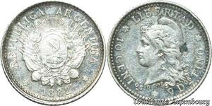 S2058 Argentina 10 Centavos Buenos Aires 1882 Silver AU ->Make offer