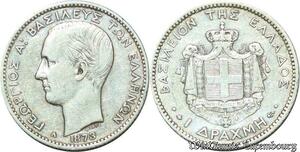S2080 Greece 1 Drachmai George I 1873 A Paris Argent Silver ->M offer