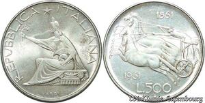 S2127 Italy 500 Lire Republica Italiana Verdi 1861 1961 FDC Silver