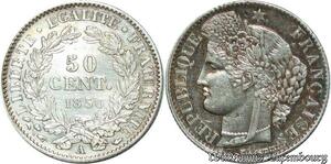 S2138 Rare France 50 Centimes Cérès 1850 A Paris Superbe Argent Silver ->Faire Offre