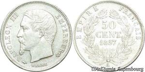 S2140 Rare France 50 Centimes Napoléon III 1857 A Quasi Splendide ->Faire Offre