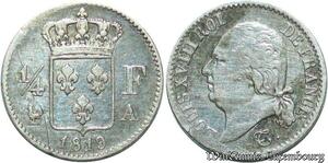 S2143 Rare France 1/4 Franc Louis XVIII 1819 A Paris Argent Silver ->Faire Offre