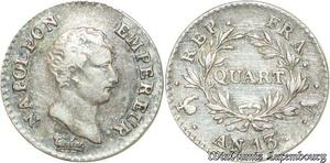 S2147 France Premier Empire 1/4 Franc Napoléon An 13 Paris TTB++